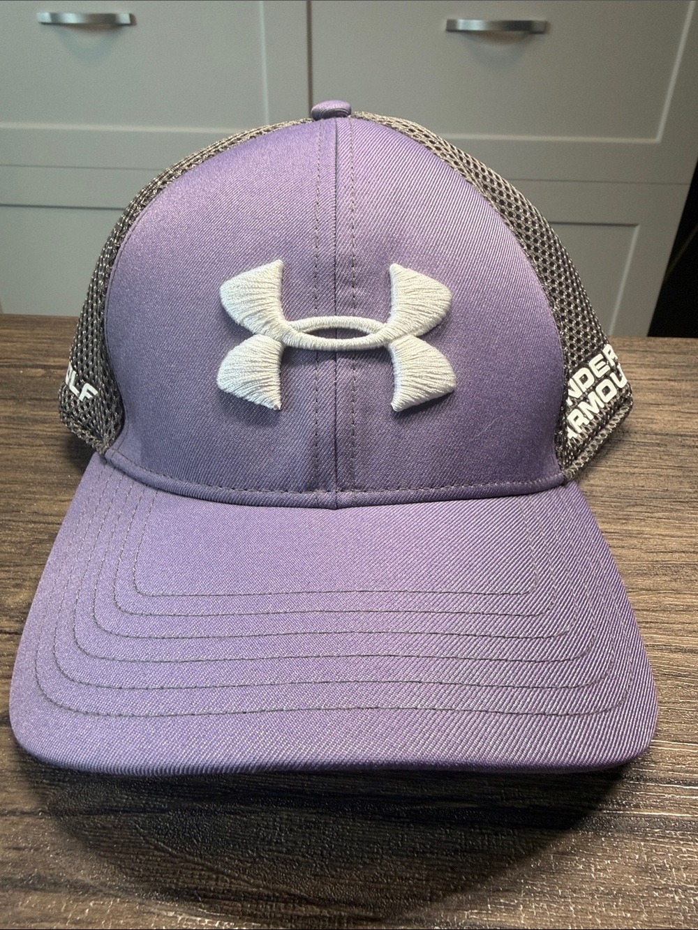 Under Armour Purple and Gray Mesh Trucker Hat